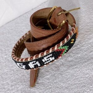 Vintage Las Vegas Beaded Leather Belt